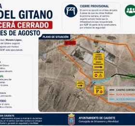El camino de la Venta del Gitano permanecerá desviado hasta finales de agosto por motivos de seguridad durante la finalización de las obras del paso elevado