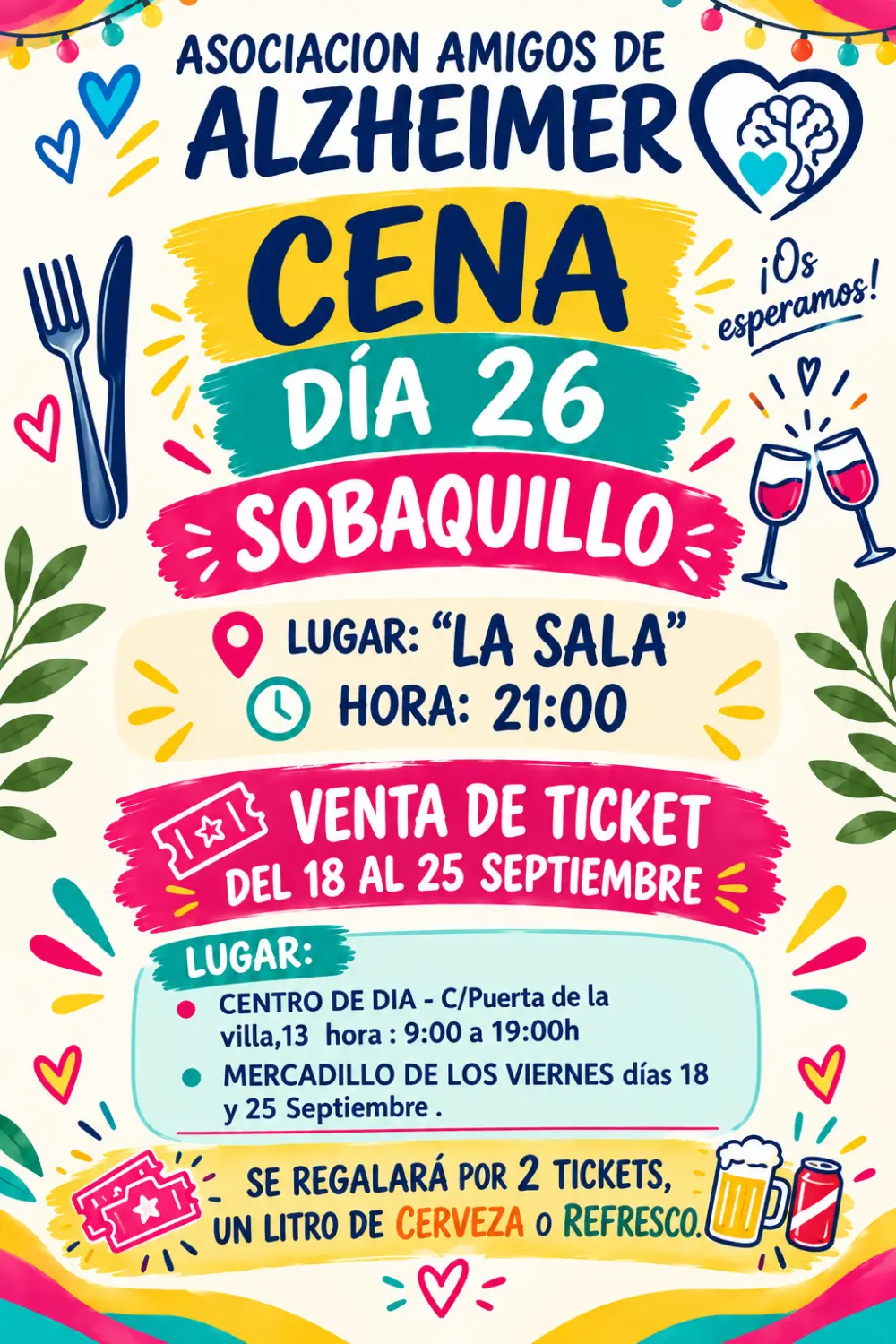 Asociación amigos de Alzheimer: CENA DE SOBAQUILLO